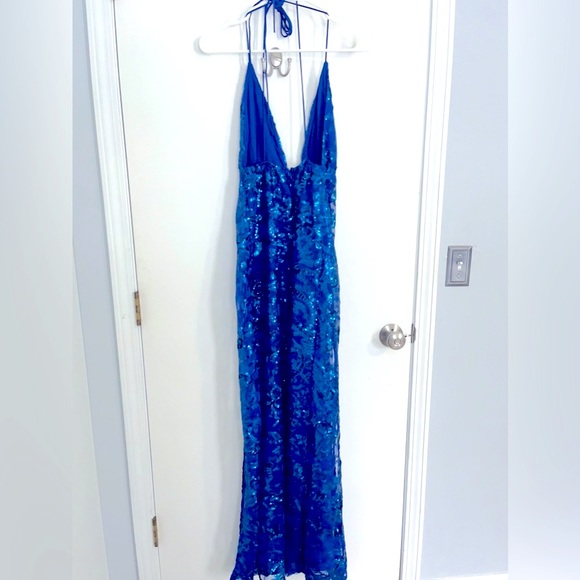 Skylar Sequin Maxi Homecoming Dress -Blue- - Lucy in the Sky - Picture 2 of 5